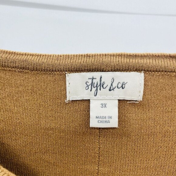 Style & Co Womens Plus Size 3X Front-Seam Tunic Sweater in Caramel Kiss $59 SW3 - Picture 5 of 7